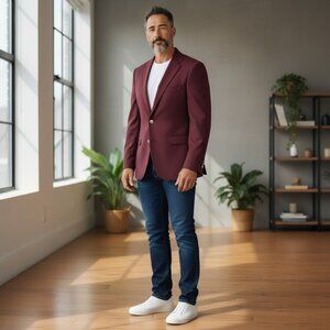 DAVID TAYLOR | Vintage Men's Burgundy Blazer Suit Jacket